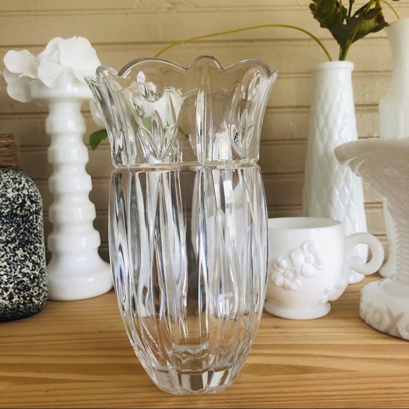 Clear Cut Glass Vase 7” Tall - Picture 3 of 4